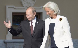 Президент РФ Владимир Путин и глава МВФ Кристин Лагард